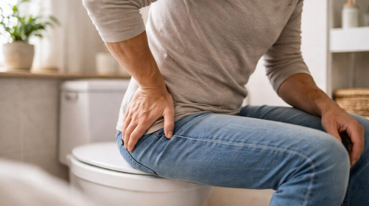 persoană cu disconfort asociat hemoroizilor