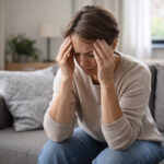persoană ținându-se de cap din cauza unei dureri