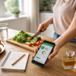 Persoana pregatind mancare sanatoasa in bucatarie