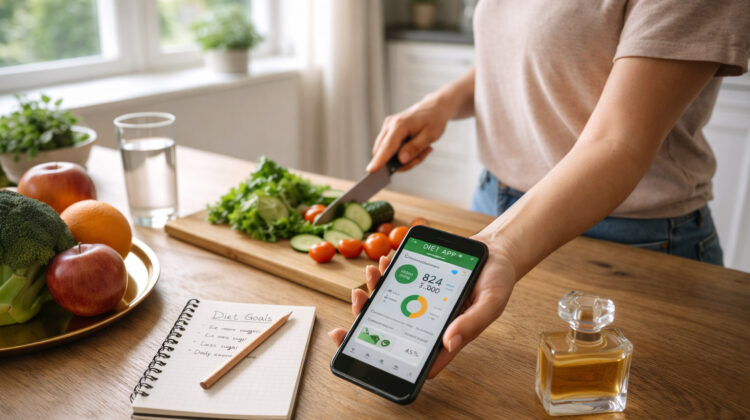 Persoana pregatind mancare sanatoasa in bucatarie