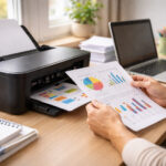 persoană folosind o imprimantă într-un birou modern