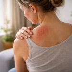 Persoana care atinge zona umarului afectata de zona zoster